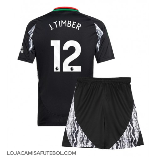 Camisa de Futebol Arsenal Jurrien Timber #12 Equipamento Secundário Infantil 2024-25 Manga Curta (+ Calças curtas)